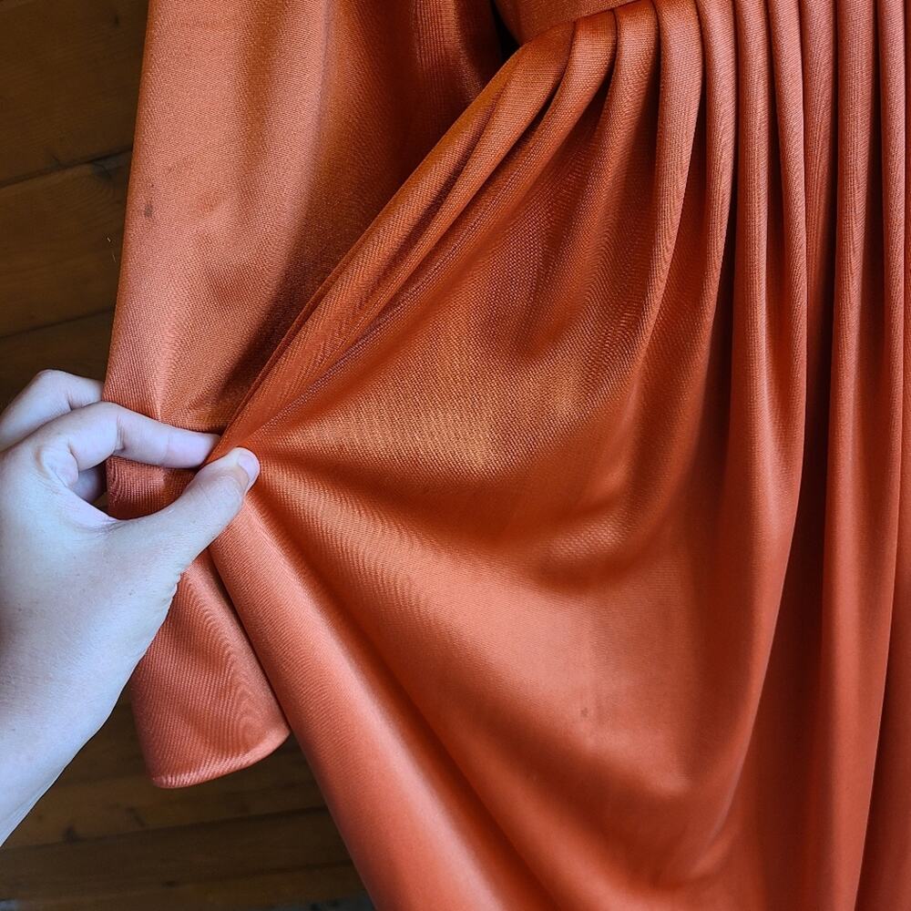 Vintage Dress Rust Maxi 70's Handmade Wide Sleeve Boho Fall Holiday MCM Prairie - Picture 5 of 6